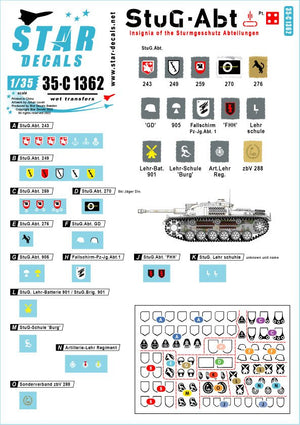 Star Decals 35-C1362 StuG-Abt 4 Generic insignia and unit markings for the Sturmgeschutz units 1/35
