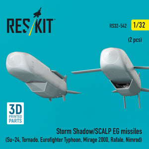 RESKIT RS32-0542 Storm Shadow/SCALP EG missiles (2 pcs) (Su-24, Tornado, Eurofighter Typhoon, Mirage 2000, Rafale, Nimrod) (3D Printed) 1/32