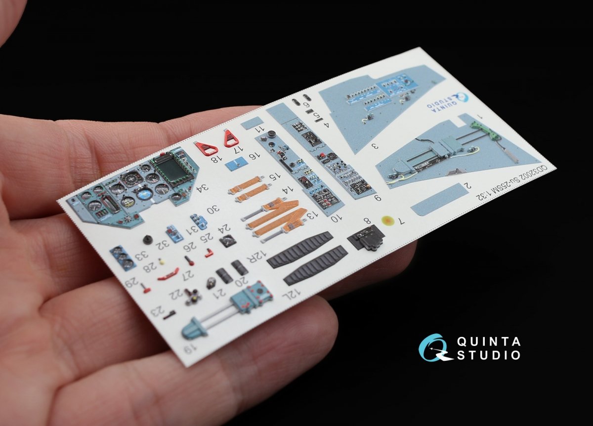 Intérieur imprimé en 3D et coloré sur papier décalcomanie Quinta Studio QD32002 Su-25SM (pour maquette Trumpeter) 1/32 – image 3
