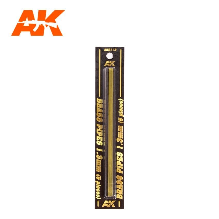 AK Interactive AK9112 BRASS PIPES 1.3MM Ø. 5 UNITS – immagine 2