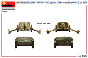 MiniArt 35395 GERMAN ARTILLERY TRACTOR T-60(r) &amp;amp; CREW Towing PaK40 GUN 1/35 – image 6