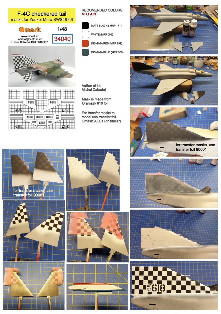 Masques de queue à damier Omask 34040 pour F-4C Zoukei-Mura SWS48-06 1/48 – image 2