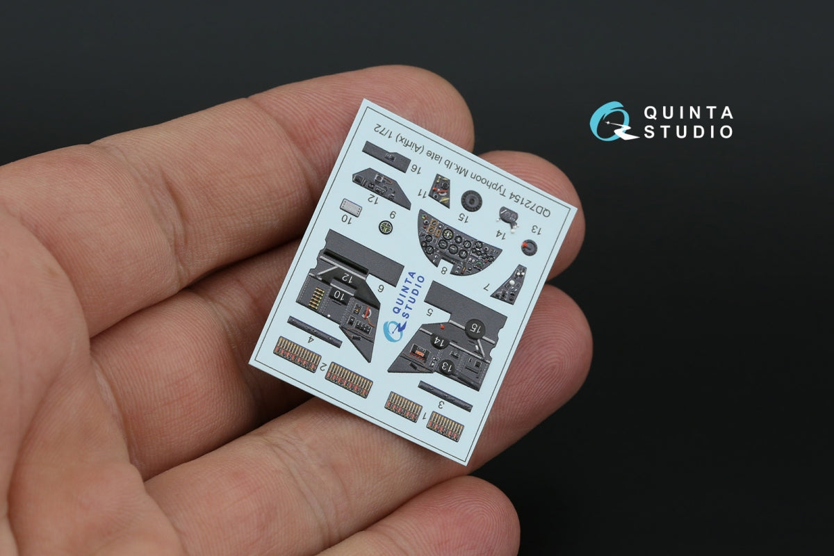 Quinta Studio QD72154 Typhoon Mk.1B Late 3D-Printed coloured Interior on decal paper (Airfix) 1/72 – immagine 6