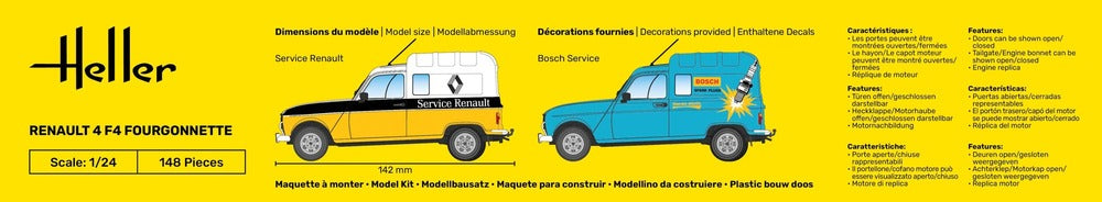 Heller 58700 Starter Kit - Renault 4 F4 Fourgonette 1/24 – immagine 3