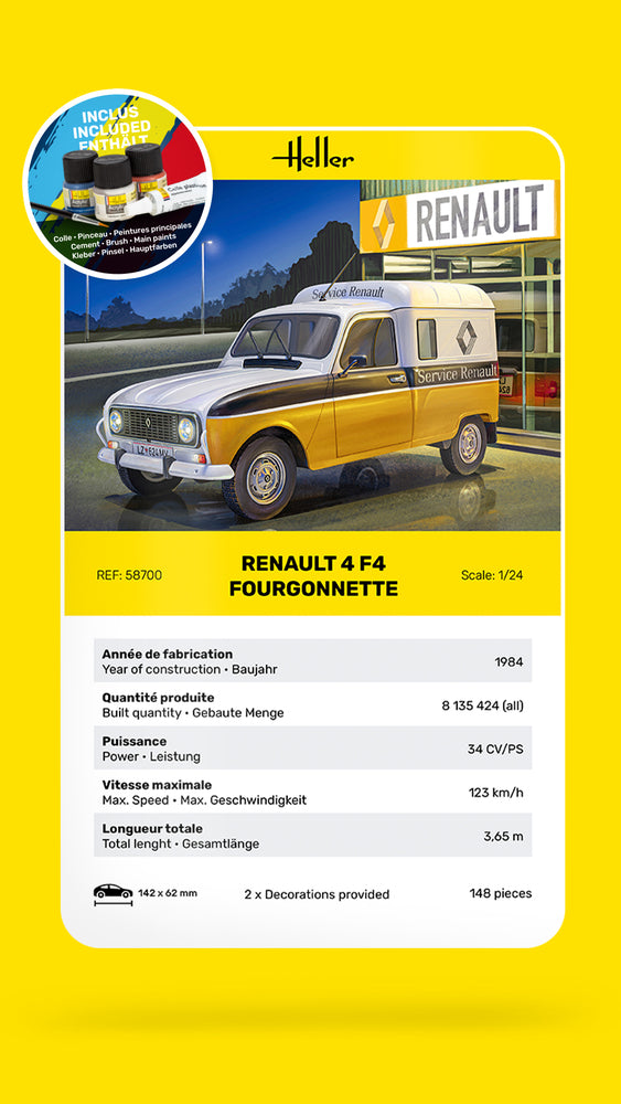Heller 58700 Starter Kit - Renault 4 F4 Fourgonette 1/24 – immagine 5