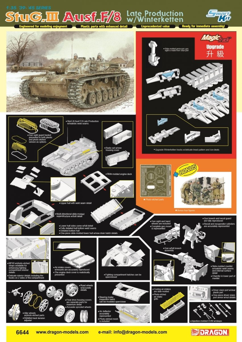 Dragon 6644 StuG III Ausf.F8 Late Production w/Winterketten 1/35 – immagine 2