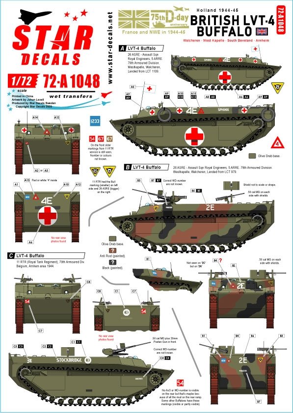 Star Decals 72-A1048 British LVT-4 Buffalo. British Buffaloes in Holland 1944-45 1/72