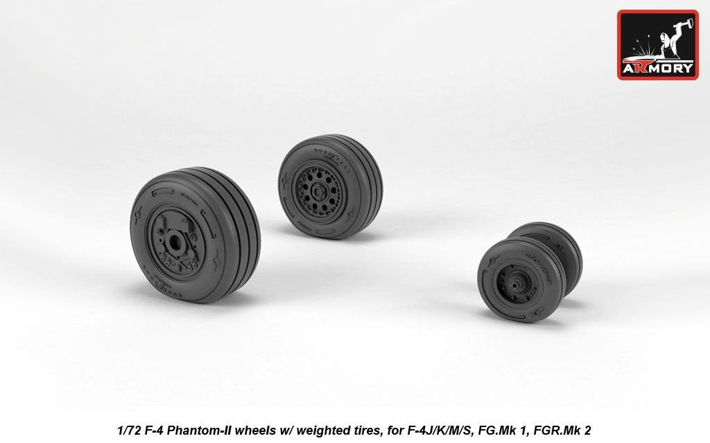 Armory Models AW72330 F-4 Phantom-II wheels w/ weighted tires, late 1/72 – immagine 3