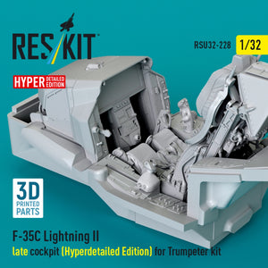 RESKIT RSU32-0228 F-35C Lightning II late cockpit (Hyperdetailed Edition) for Trumpeter kit (3D Printed) 1/32