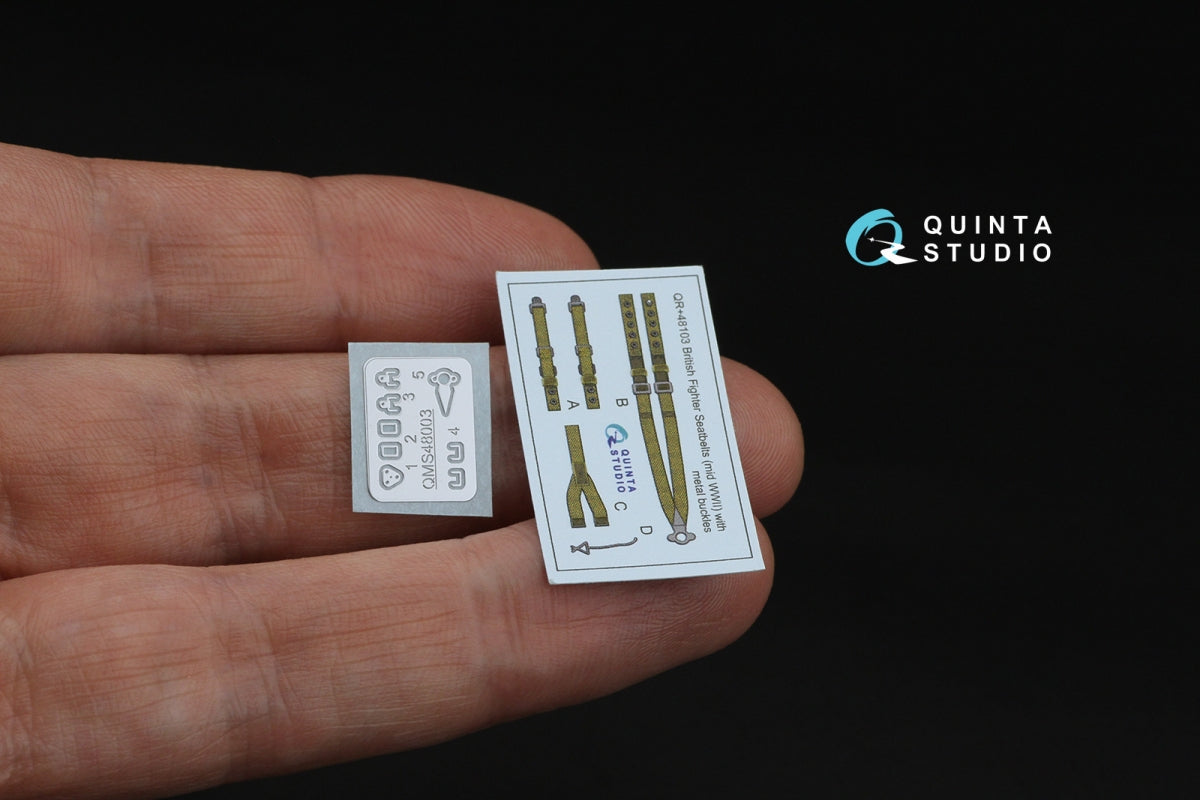 Quinta Studio QR+48103 British Fighter Seatbelts (mid WWII) (with metal buckles) (All kits) 1/48 – immagine 2