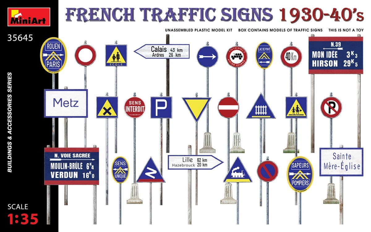 Miniart 35645 FRENCH TRAFFIC SIGNS 1930-40&amp;#39;s 1/35