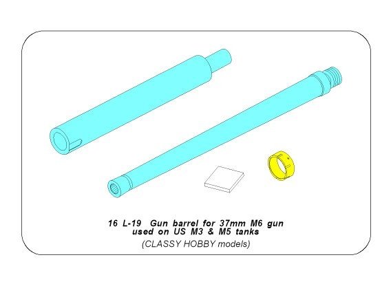 Aber 16L-19 Lufa 37mmM6 do amerykańskich czołgów M3iM5 / Gun barrel for 37 mm M6 gun used on US M3 M5 tanks 1/16 – zdjęcie 8