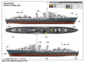 Trumpeter 05332 HMS Zulu British Tribal Class Destroyer 1941 1/350 – immagine 3