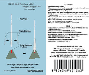 HobbyDecal MT32015V1 Mig-29 jeu de tubes de Pitot 1/32 – image 2