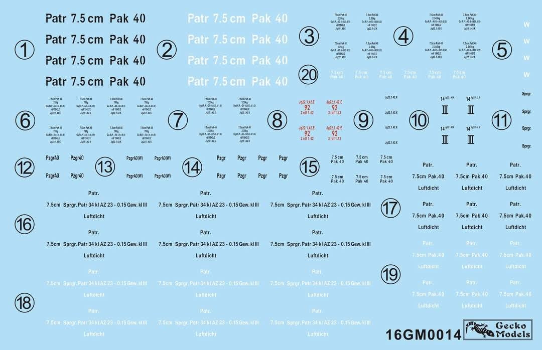 Gecko Models 16GM0014 German 7,5 cm Pak 40 Ammo Boxes w/Shells Set 1/16 – immagine 2