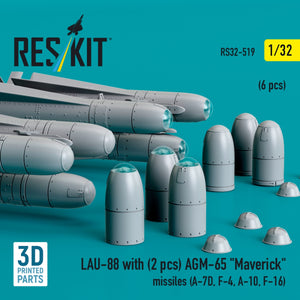 RESKIT RS32-0519 LAU-88 with (2 pcs) AGM-65 &amp;quot;Maverick&amp;quot; missiles (6 pcs) (3D Printed) 1/32 – image 3
