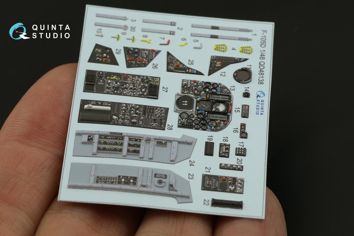 Quinta Studio QD48138 F-105D 3D-Printed &amp;amp; coloured Interior on decal paper (for HobbyBoss kit) 1/48 – immagine 3