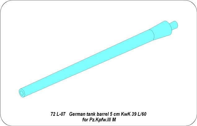 Aber 72L-07 Lufa 5 cm KwK 39 L/60 do czołgu Panzer III M / German tank barrel 5cm KwK 39 L/60 for Pz.Kpfw. III M 1/72 – immagine 4