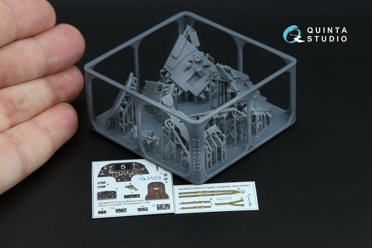 Quinta Studio QD+48616 Fairey Barracuda Pilot's Cockpit 3D-Printed &amp; coloured Interior on decal paper (Trumpeter) (with 3D-printed resin parts) 1/48