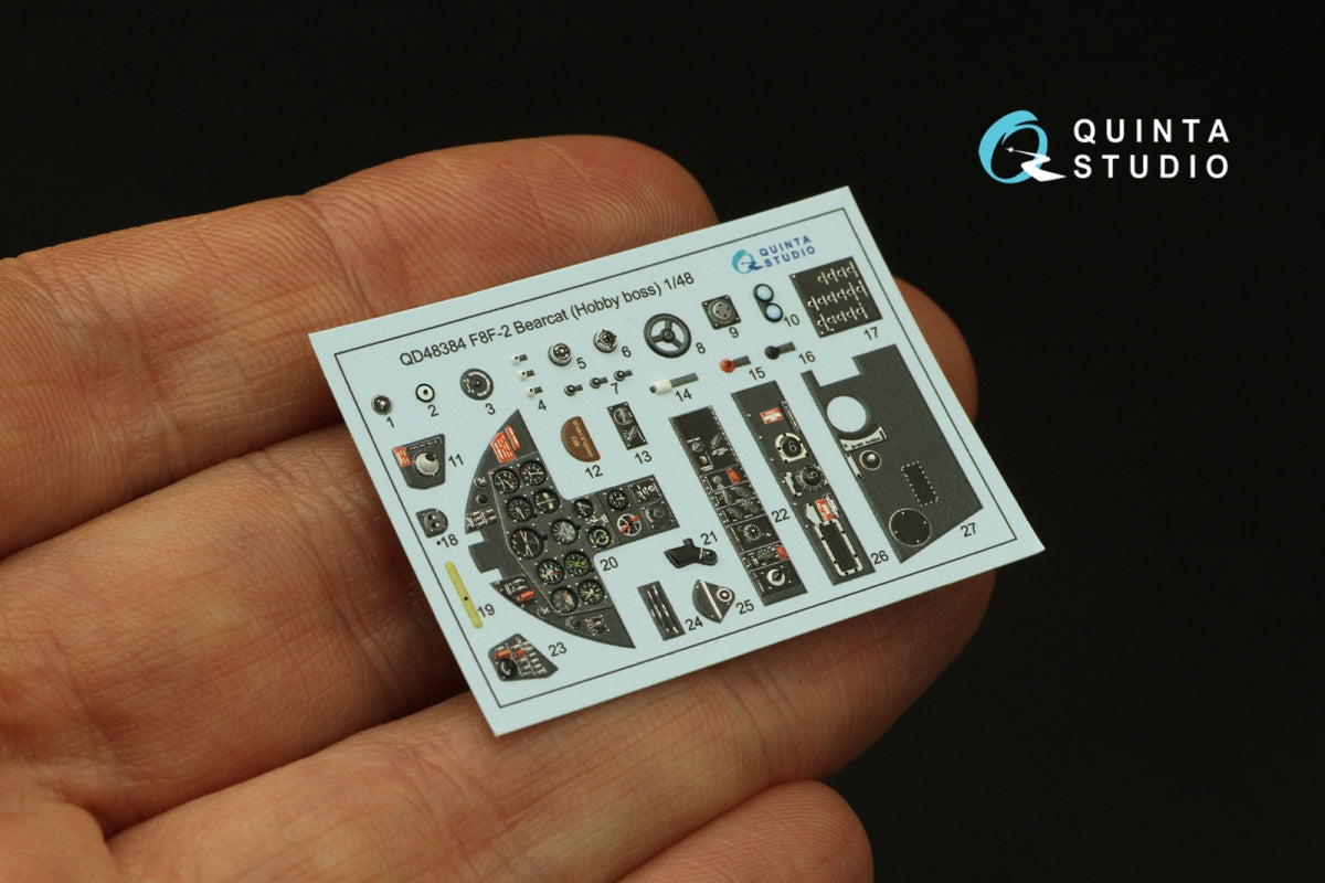 Quinta Studio QD48384 F8F-2 Bearcat 3D-Printed &amp;amp; coloured Interior on decal paper (Hobby Boss) 1/48 – immagine 3