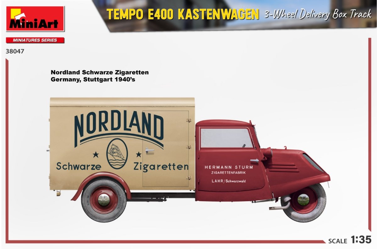 MiniArt 38047 TEMPO E400 KASTENWAGEN 3-WHEEL DELIVERY BOX TRACK 1/35 – immagine 11