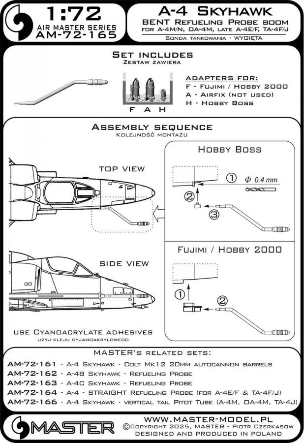 Master AM-72-165 A-4 Skyhawk - Perche de ravitaillement courbée (utilisée sur les versions A-4M/N, OA-4M et les versions A-4E/F et TA-4F/J tardives) 1/72 – image 4