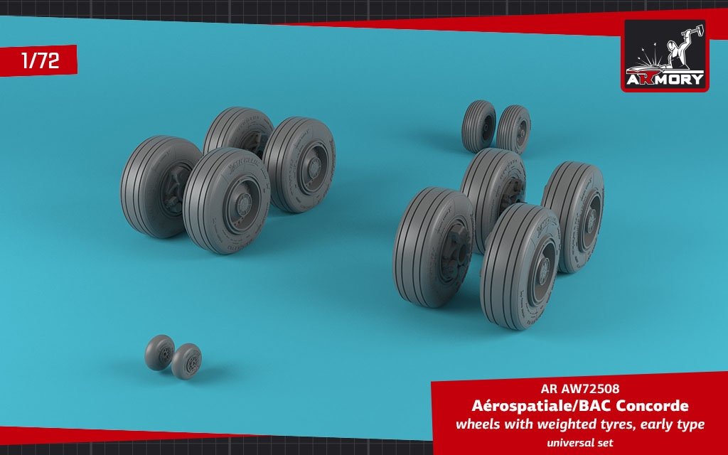 Armory Models AW72508 Concorde wheels w/ weighted tires, early 1/72 – immagine 2