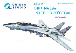 Intérieur imprimé en 3D et coloré sur papier décalcomanie Quinta Studio QD48231 F-14A Late (pour maquette Tamiya) 1/48