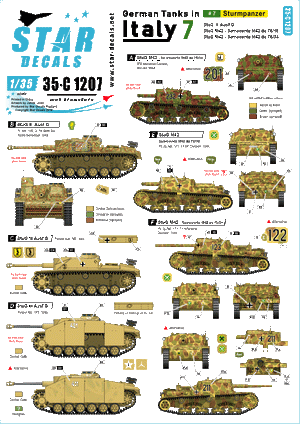 Star Decals 35-C1207 German tanks in Italy # 7 Sturmpanzer 1/35