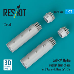 RESKIT RS72-0584 LAU-3A Hydra rocket launchers for US Army &amp; Navy (a/c &amp; h) (2pcs) (3D Printed) 1/72