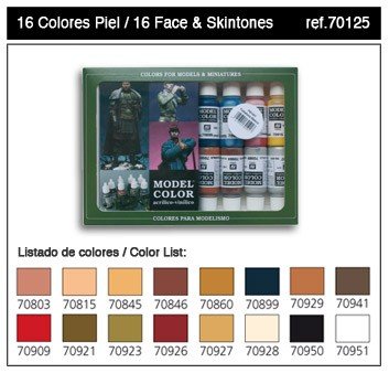 Vallejo SKIN COLORS (ensemble de 16 couleurs) (70125) 16x17ml.