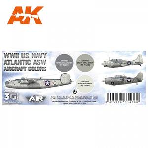 AK Interactive AK11731 WWII US NAVY ASW AIRCRAFT COLORS 3x17 ml – immagine 2