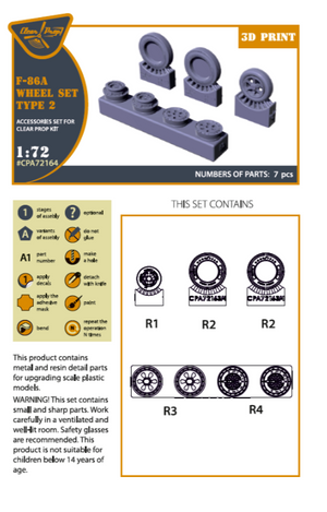Clear Prop! CPA72164 F-86A wheel set type 2 for CP kits 1/72 – Bild 2