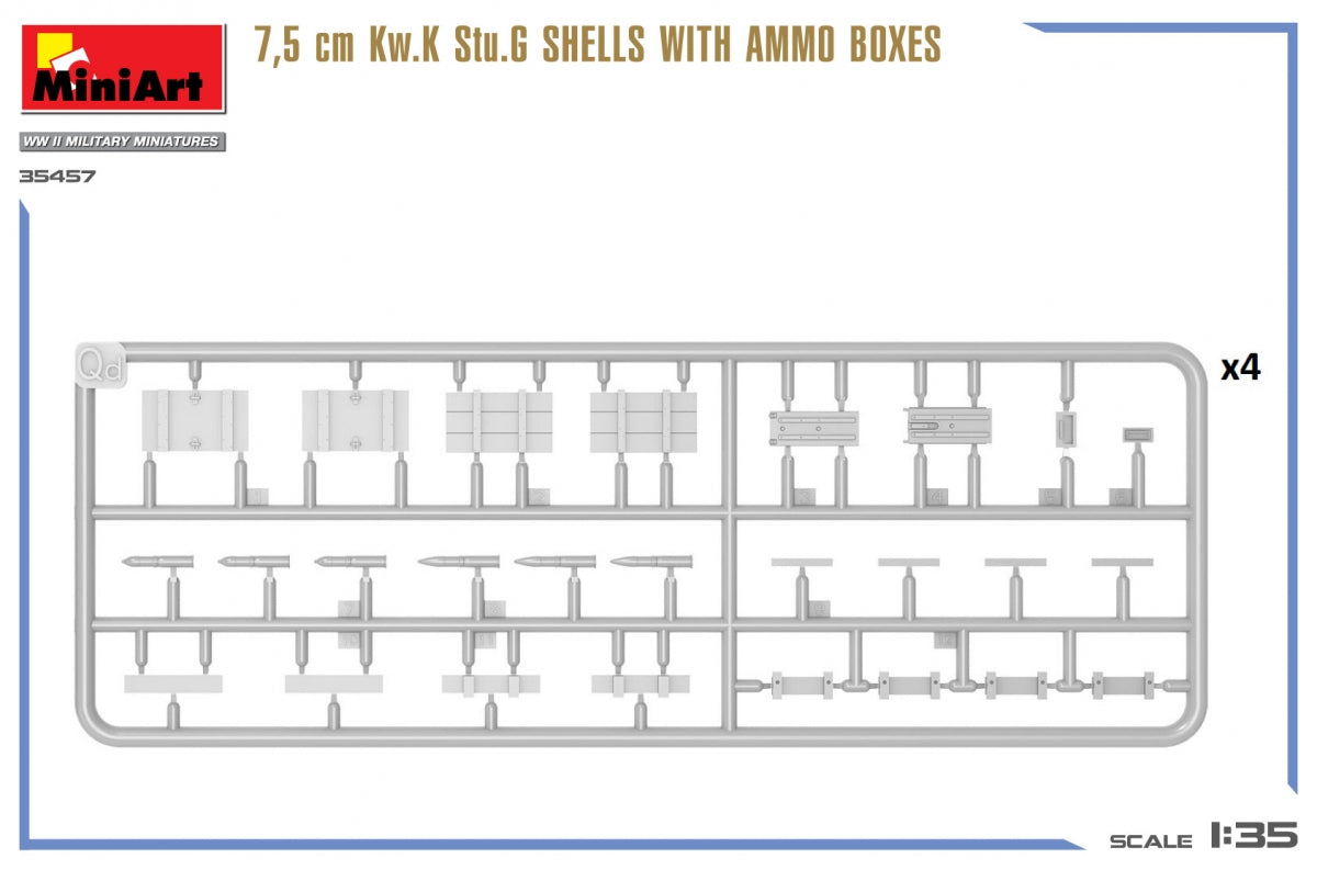 MiniArt 35457 7,5 cm Kw.K Stu.G SHELLS WITH AMMO BOXES 1/35 – immagine 5
