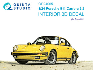 Quinta Studio QD24005 Porsche 911 Carrera 3.2 3D-Printed &amp;amp; coloured Interior on decal paper (Revell) 1/24