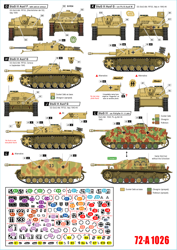 Star Decals 72-A1026 German tanks in Italy # 6. Sturmgeschutz. 1/72 – Bild 2