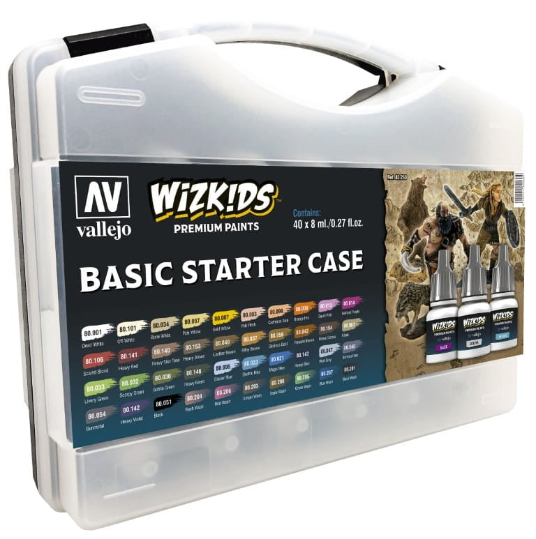 Coffret de démarrage Wizkids Basic Vallejo 80260 (40 tubes de 8 ml + pinceau)