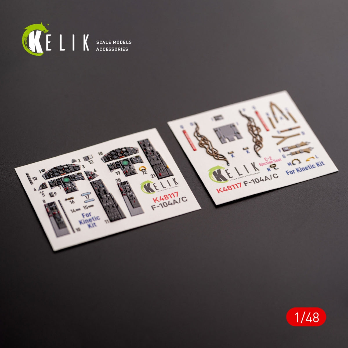 KELIK K48117 F-104 A/C - interior 3D decals for Kinetic kit 1/48