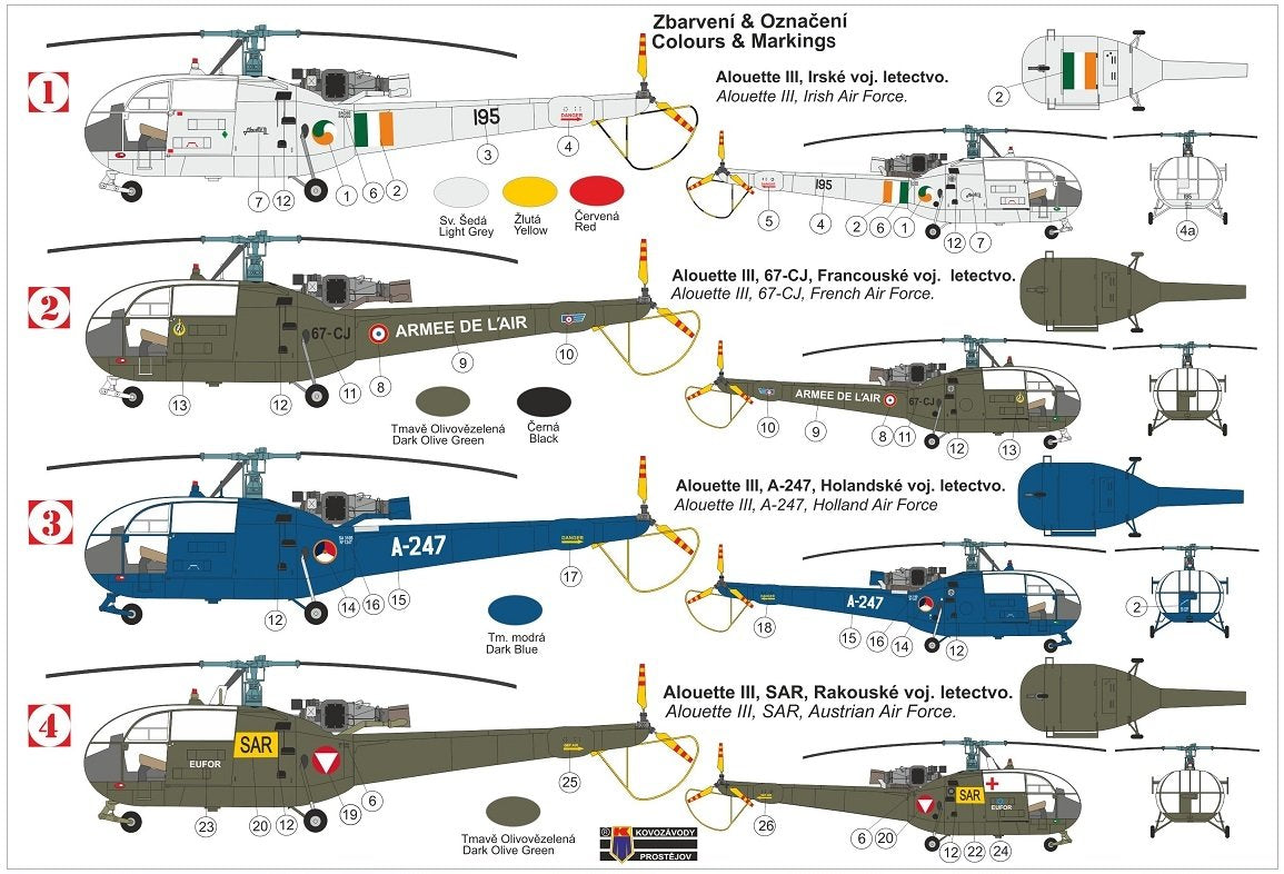 Kovozavody Prostejov KPM0278 Alouette III „Over Europe“ 1/72 – Bild 2