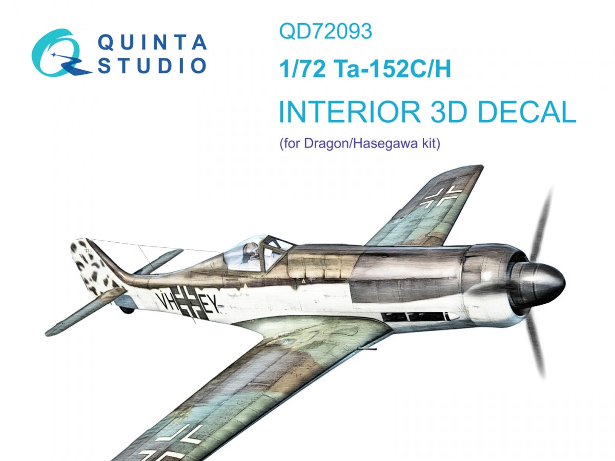 Intérieur imprimé en 3D et coloré sur papier décalcomanie (Dragon) Quinta Studio QD72093 Ta 152C/H 1/72