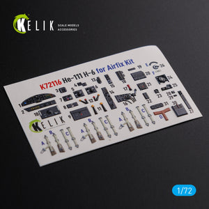 KELIK K72116 He-111 H6 interior 3D decals for Airfix kit 1/72 – immagine 2