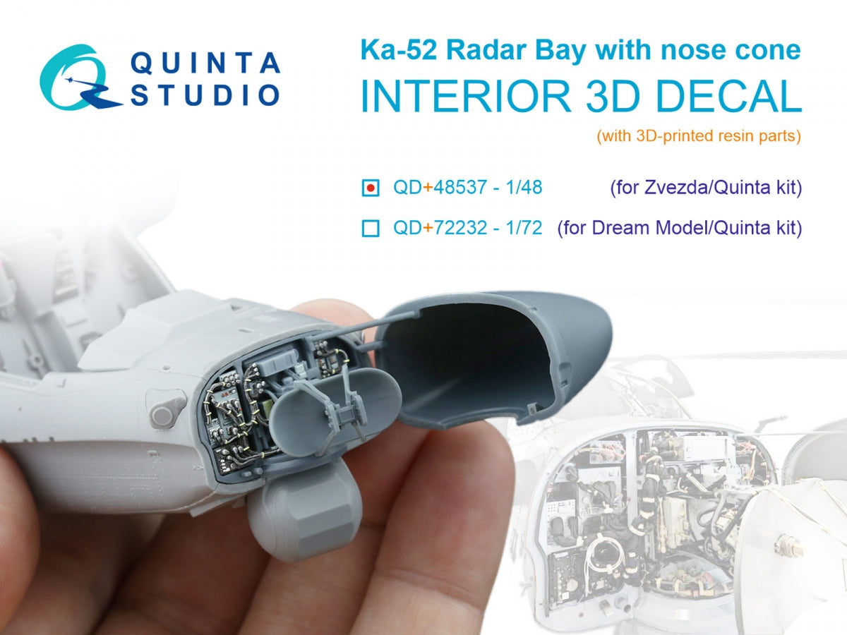 Quinta Studio QD+48537 Ka-52 radar bay with nose cone (Zvezda/Quinta Models) (with 3D-printed resin parts) 1/48