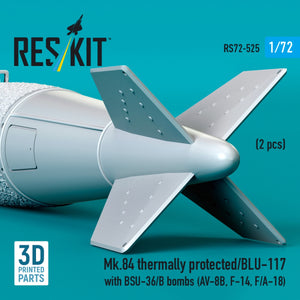 RESKIT RS72-0525 Mk.84 à protection thermique/BLU-117 avec bombes BSU-36/B (2 pièces) (Impression 3D) 1/72 – image 3