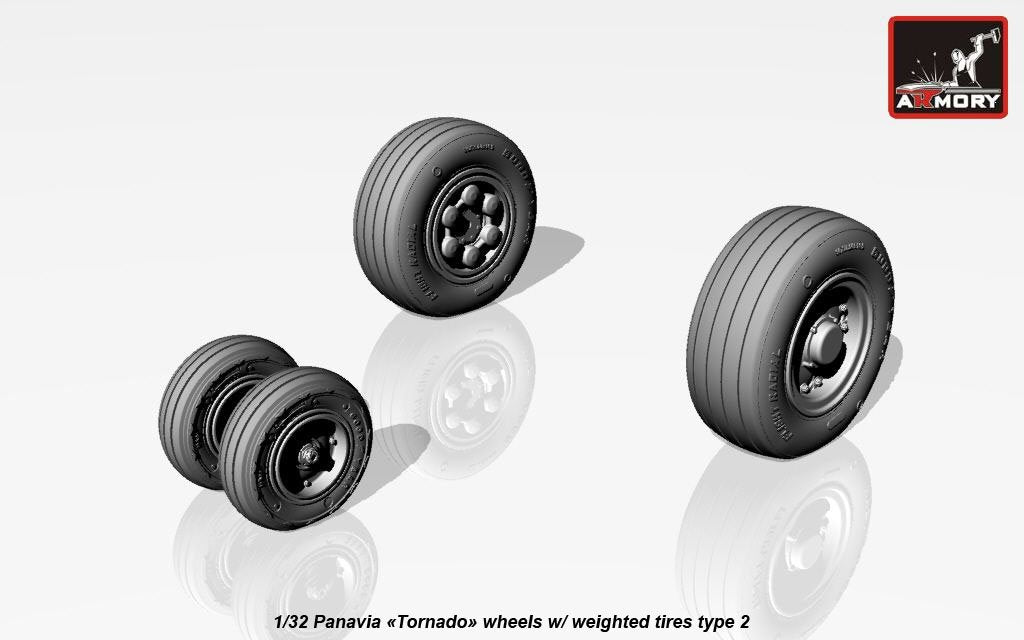 Armory Models AW32501b Panavia Tornado wheels, w/ tyres type “b” (GY) 1/32 – immagine 3