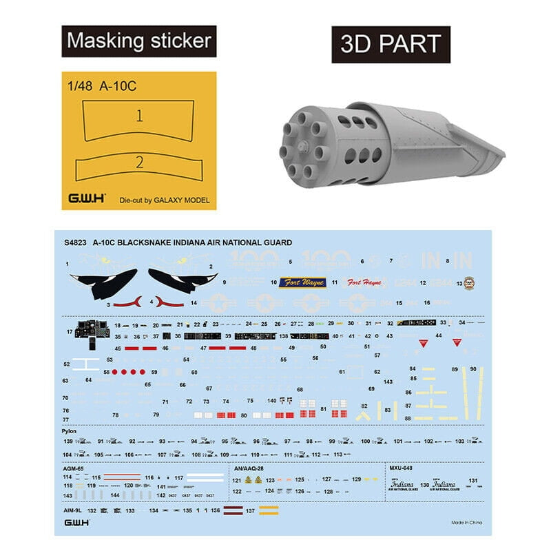 Great Wall Hobby S4823 A-10C Blacksnake Indiana Air National Guard 1/48 – immagine 3