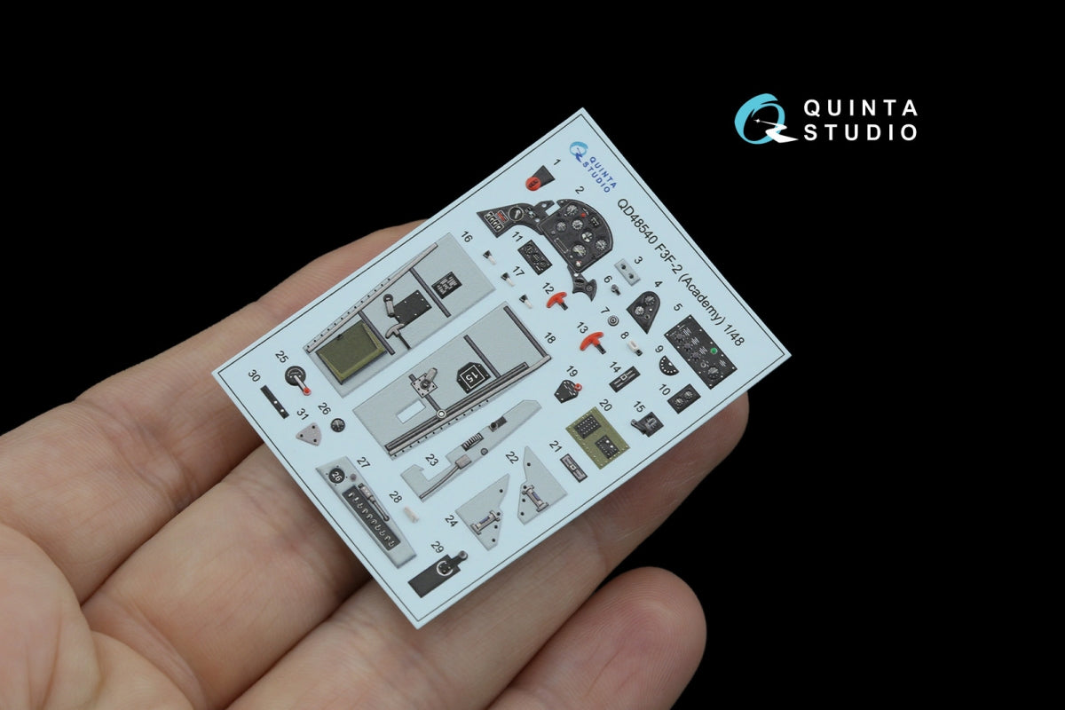 Quinta Studio QD48540 F3F-2 3D-Printed &amp;amp; coloured Interior on decal paper (Academy/Accurate Miniatures) 1/48 – Bild 2
