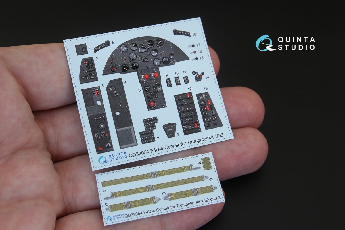 Quinta Studio QD32054 F4U-4 3D-Printed &amp;amp; coloured Interior on decal paper (for Trumpeter kit) 1/32 – immagine 2