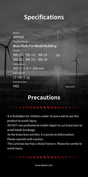 DSPIAE BB-2.5 Brass Rods For Model Building 2.5mm (5 PCS) / pręty miedziane – immagine 7
