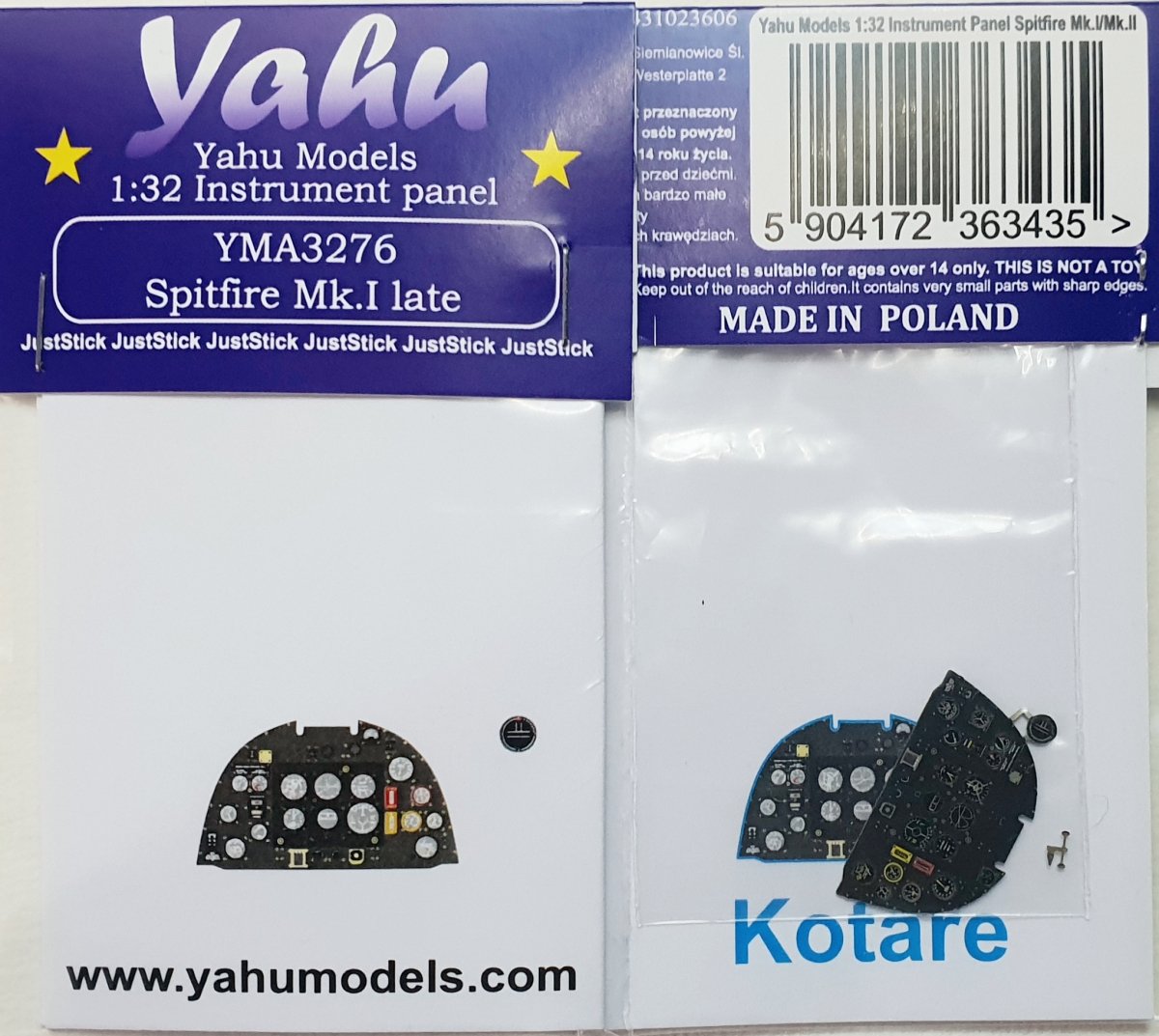 Yahu YMA3276 Spitfire Mk.I fin Kotare 1/32