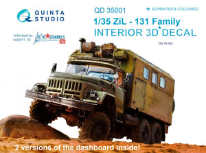 Quinta Studio QD35001 ZiL-131 Family 3D-Printed &amp;amp; coloured Interior on decal paper (for All kits) 1/35